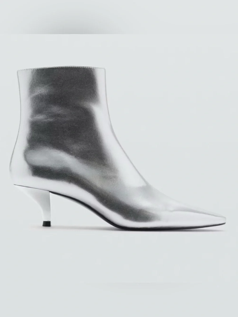 Mango Silver Pointed-Toe Ankle Boots